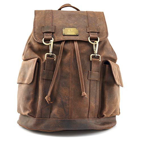 Fahrradrucksack Lederrucksack ︎ Rucksack für Herren ︎ Reiserucksack mit 15" Laptoptasche ︎ Wasserfestes Reisegepäck und Notebooktasche