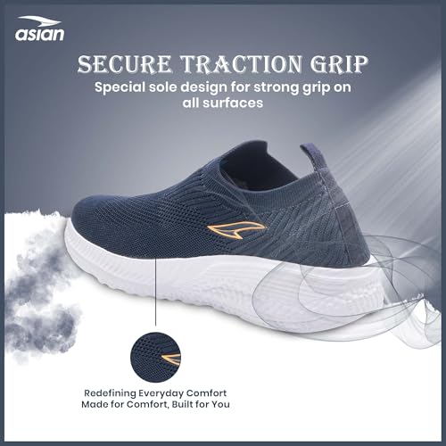 Image of ASIAN Storm-41 Walking Shoes for Men | Lightweight Slip-On Sneakers with Arch Support, Memory Foam Cushion & Breathable Mesh Upper | Comfortable Shoes for Walking & Travel