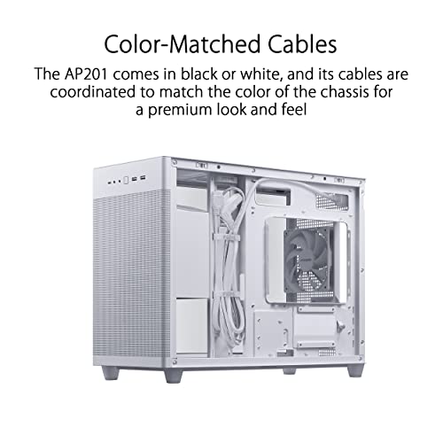 Image of ASUS Prime AP201 White Micro ATX PC Case, SFF Ready Compact Design, Pre-Installed Fan, Tool-Free Side Panels, 360mm Radiator Support, GPU Support up to 338mm, ATX PSU Compatible, 2 Year Warranty