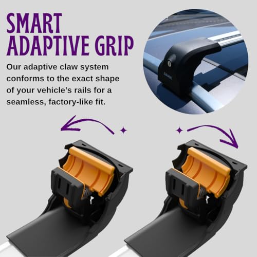 Image of ERKUL Heavy Duty Roof Rack Cross Bars for Chevrolet Chevy Trax 2024-2026 | Upgraded 220 lbs Aero Aluminum Crossbars with Smart Clamp System | Compatible with Flush Rails - Silver