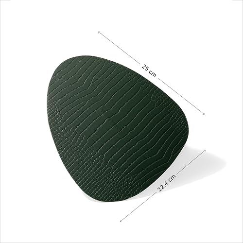 Image of Premium Recycled Leather Mouse Pad for PC | Large Size 25x22cm Mousepad for Laptop Wireless | Handcrafted | Anti-Slip, Anti-Skid, Waterproof | Croco Finish for Home, Office, Gaming, Green