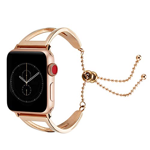 Edelstahl Armband für Apple Watch Series 4 40mm, Runde Perlen Erstatzband Luxuriöse Mode Ersatz Handschlaufe Mädchen Uhrenarmband Strap Wrist Strap