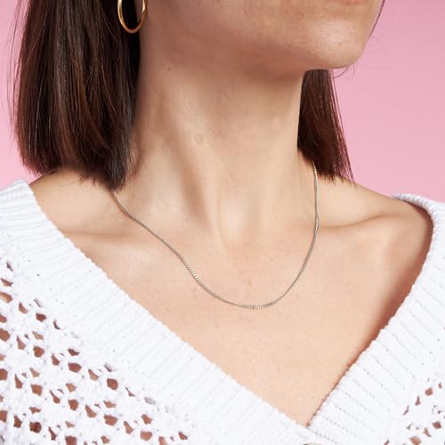 KEZEF 2mm 925 Sterling Silver Chain Necklace Men - Curb Diamond Cut Cuban Link Chain Men Women in 18kt Gold, Rose Gold, Silver Necklace - Made in Italy Chains - cadenas de plata 925 para hombre3