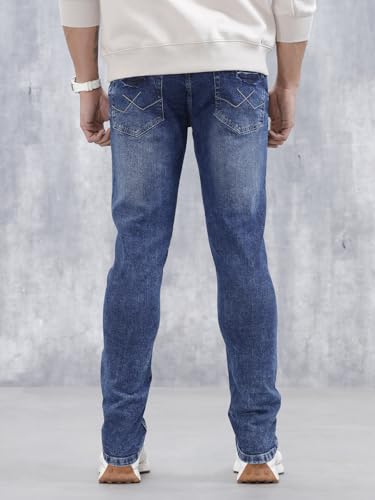 Image of WROGN Men's Cotton Blend Jeans | Solid | Slim Fit