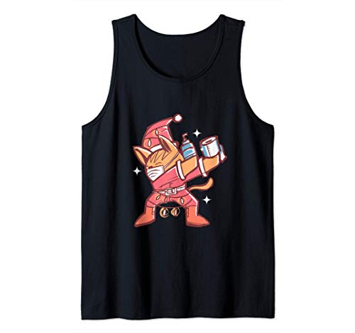 Dabbing-Christmas-cat-with-mask-toilet-paper-funny-Tank-Top