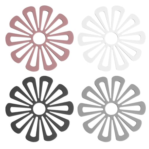 Lot De 4 Tapis Isolants Thermiques, Tapis De Table À Manger Épais En Forme De Fleur, Tapis Isolants Thermiques Unis Simples, Sous-Verres Antidérapants