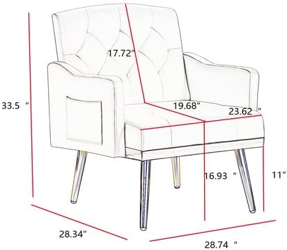 Miniatura 2 de Sofá con acento de terciopelo, moderno sillón tapizado con bolsillo para sala de estar, dormitorio, oficina, sala de recepción, sala de estar