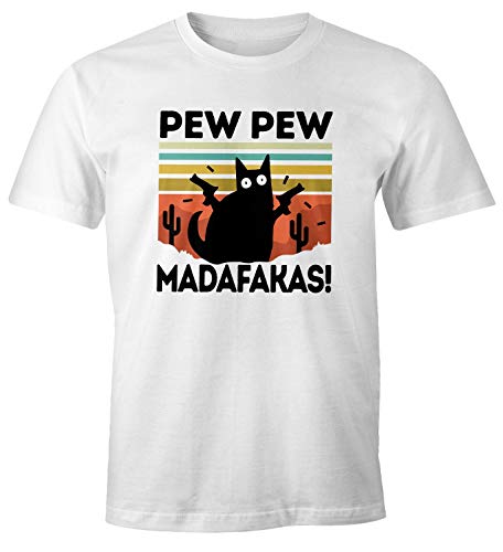 MoonWorks® Camiseta para hombre con texto en alemán "Pew Madafakas!" Pew Pew 5 Blanco L Cover