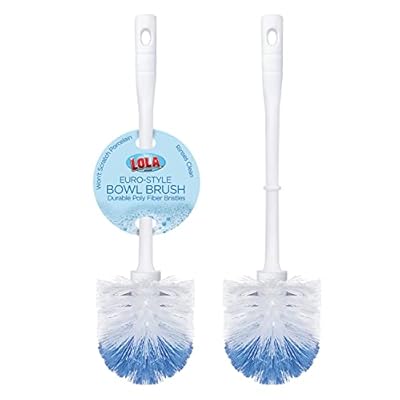LOLA Classic Toilet Brush, 2 Pack, Durable Fiber Stiff Bristles, Compact Size, Non-Scratch, Long-Lasting