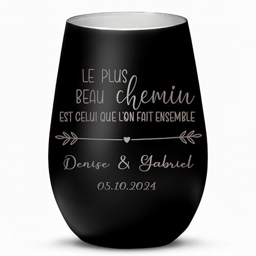 Love Faith - Photophore - Chemin commun – Décoration pour Les Couples, Noir/Argent – Ambiance Maison