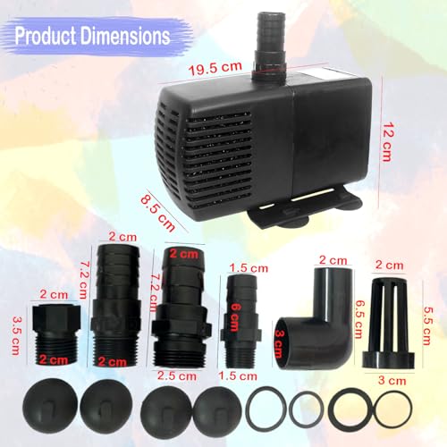 Image of Jainsons Pet Products Water Pump Multi User Types System, Pond Submersible Water Pump for Hydroponics, Aquarium, Waterfall (MJ-NS4500 Power: 85W, F.MAX: 3800L /H, H. MAX: 3.5M)