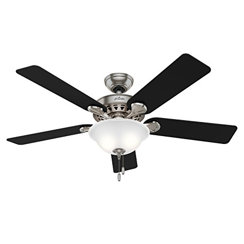 Hunter Fan 52In Traditional Ceiling Fan In Brushed Nickel With Clear Frosted Light Kit, 5 Blade (Renewed) #TOP6