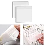 Gunwon 100pcs Transparent Sticky Notes, Self-Stick Note Pads, Transparent Self Adhesive Removable Notes, Perfect for Studying and Writing in Text Books, Office, School (75*75mm)