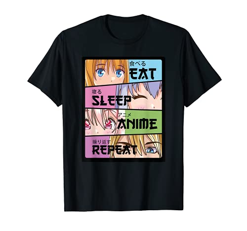 Cute Kawaii Manga - Anime Merch - Eat Sleep Anime Repeat T-Shirt