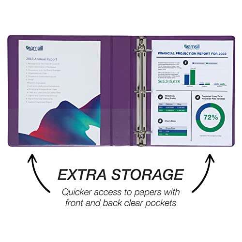 Image of Samsill Durable 1.5 inch 3 Ring Binder, D Ring Binder, 100% Recycled Chipboard, Purple, 4 Pack