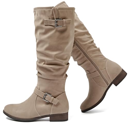 Luoika Women's Extra Wide Calf Knee High Boots, Plus Size Slouchy Knee-High Boots.