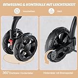 COSTWAY 3 in 1 Hundewagen, Hundebuggy 2 Etagen mit Netzfenstern & Taschen & Polstern, Oxford & Metall, Haustiere Buggy bis 16 kg, Hundebox Transporttasche klappbar, für Hunde Katzen Haustiere (Beige)