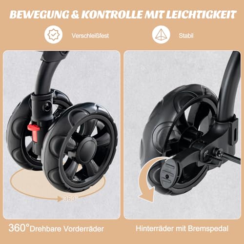 COSTWAY 3 in 1 Hundewagen, Hundebuggy 2 Etagen mit Netzfenstern & Taschen & Polstern, Oxford & Metall, Haustiere Buggy bis 16 kg, Hundebox Transporttasche klappbar, für Hunde Katzen Haustiere (Beige)
