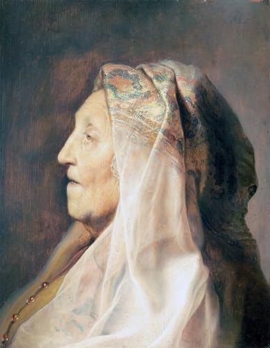 Rembrandt cuadro Testa di profilo di una donna anziana poster decorativo 60x90cm