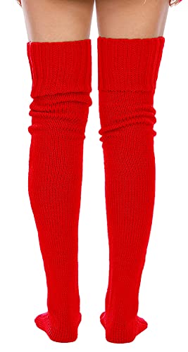 Image of YELAIVP Women's Cable Knitted Thigh High Boot Socks Extra Long Winter Stockings Over Knee Leg Warmers