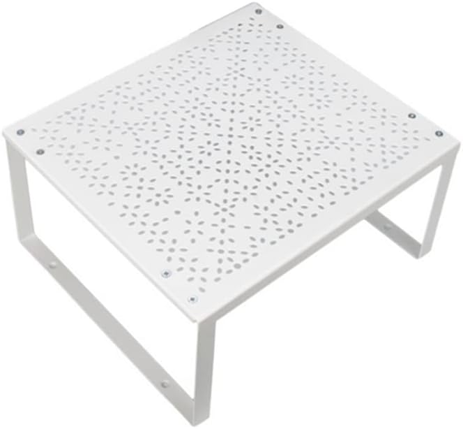 1 Pcs White Countertop Organizer,Cupboard Stand Spice Rack,Foldable Shelf Organizer 12.5x11",Steel Plate Insert & Pull-Out Organizers Stack with Screws for Cups Jars Bowl Spice Racks Kitchen Bathroom