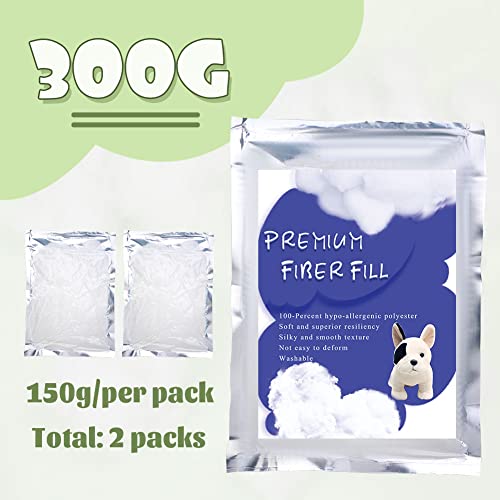 Image of BUTUZE 300g /10.5oz Polyfill Stuffing Fiber Fill, (2.1oz-4.4lb) White Premium Fiberfill Stuffing for Craft, High Resilience Crochet Stuffing, Stuffing for Stuffed Animals, Cotton Batting, Recyclable
