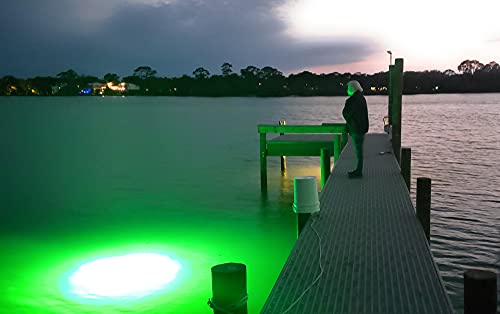 Green Blob Outdoors New Underwater Fishing Light for Docks with 30ft Cord, LED, Fish Attracting, Crappie, Snook 7500 Lumen 110V, Made in Texas