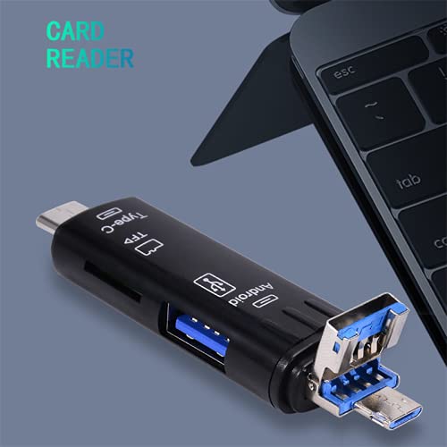 (2 Pieces) USB Type C Micro USB Hub OTG Adapter 3.0 Type-c Multi-Function TF Micro SD Card Reader Converter with Metal Hanging Chain (White)