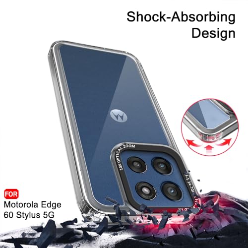 Image of TheGiftKart Hybrid Shockproof Back Cover Case for Motorola Moto Edge 60 Stylus 5G | Stylish Camera Border | Electroplated Buttons | Crystal Clear Hard Back Cover Case (TPU & PC, Smoked Bumper)