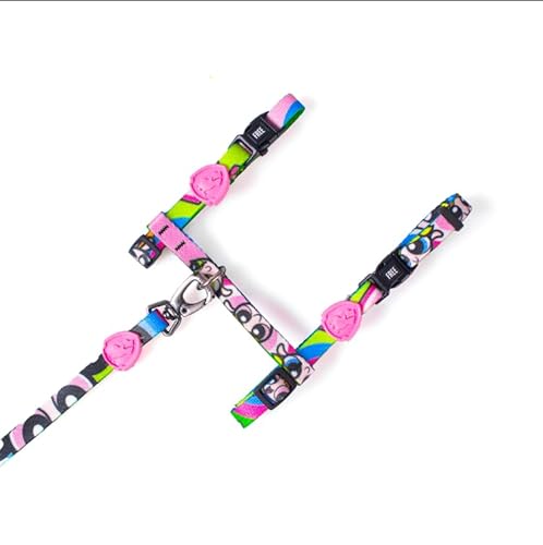 FreeFaro - Peitoral com Guia Meninas Superpoderosas para Gatos - M | Fecho Seguro com 4 Pontos, Mosq