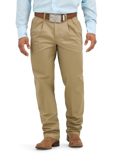 Wrangler Mens Pleated Front Casual Pants, Khaki, 32W x 36L US