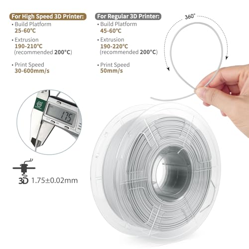 Image of iSANMATE High Speed Matte PLA+ 3D Printer Filament, Matte Grey PLA+ Filament 1.75mm Designed for High Speed 30-600mm /s, Fast Printing Speed PLA, Dimensional Accuracy ±0.02mm, 1kg Spool (2.2lbs)