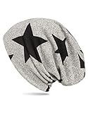 Photo Gallery wanssy® berretto unisex con fiori, motivo a stelle, berretto a maglia, stelle medie, grigio e nero, taglia unica Photo Gallery wanssy® berretto unisex con fiori, motivo a stelle, berretto a maglia, stelle medie, grigio e nero, taglia unica