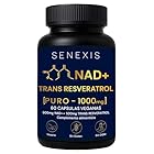 Nad Resveratrol Puro 1000mg, 60 Cápsulas veganas, 500mg NAD + 500mg Trans-Resveratrol, Energía Celular, Antioxidante, Sin Gluten, Sin OGM, sin GMO – Apoyo Mitocondrial, Cognición, Antiedad