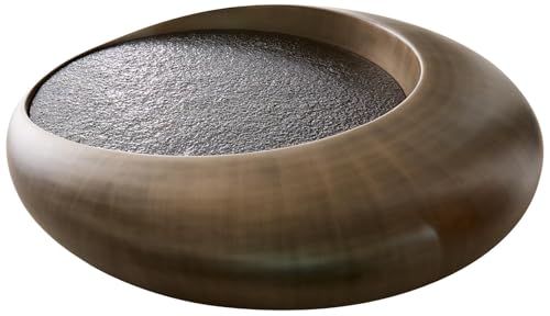 Table-de-Salon Blaise Or 100x100 cm avec Verre en Relief Taupe Table Basse