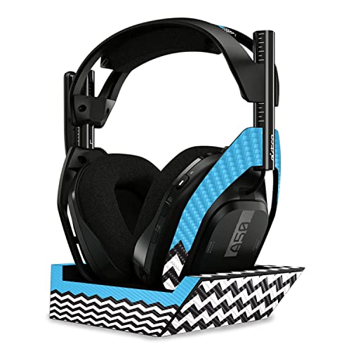 Image of MightySkins Carbon Fiber Skin Compatible with Astro A50 Wireless Headphones + Base Station (Gen 4) - Baby Blue Chevron | Protective, Durable Textured Carbon Fiber Finish | Easy to Apply