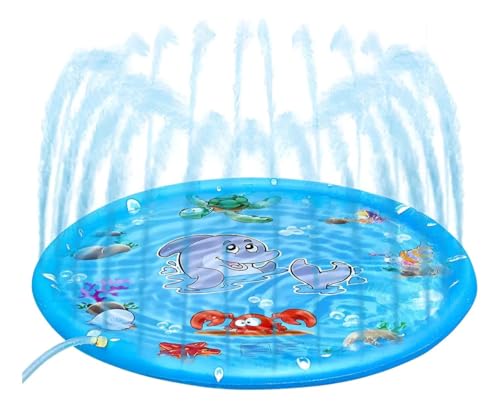 Piscina Chafariz Infantil PET 100cm Splash divertida Sprinkler Pad (Tubarões) para crianças