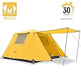 KAZOO Camping Tents 4 Person Waterproof Instant Tents 4 People Cabin Tent Easy Setup with Sun Shade Automatic Aluminum Pole