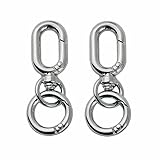 Double Opening Metal Spring Snap Hooks Clip,Trigger Spring Keyring Buckle for DIY Key Chains, Bags, Purses (Silver)