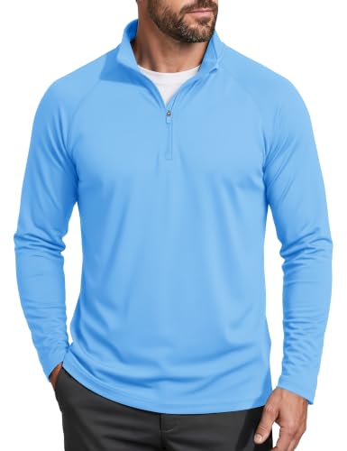 Image of MAGCOMSEN Men's Long Sleeve Sun Shirts UPF 50+ Tees 1 /4 Zip Up Fishing Running Rash Guard T-Shirts Outdoor Shirt