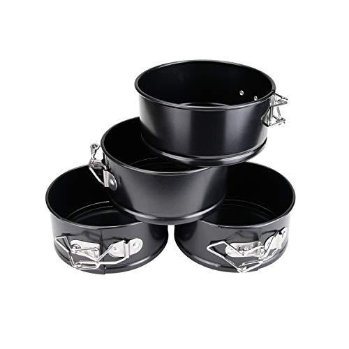 4 inch Small Springform Pan, Happybase 4 Piece Nonstick Round Cake Pans Mini Cheesecake Tins with Removable Bottom for Cheesecakes, Pizzas and Quiches