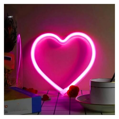 Néon cœur rose LED : veilleuse murale et décoration d'ambiance romantique