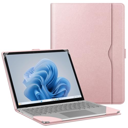 Funda para Surface Go Laptop de 12.4 pulgadas de piel con un bolsillo grande en color rosa