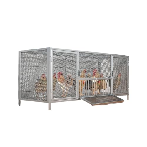 鶏小屋、家庭用、屋外用、鶏小屋、飼育ケージ、ウサギ小屋、鳩小屋、鶏小屋大型、暗号化メッシュケージ、イタチ対策、小動物、モルモット、ウサギ、フェレット小屋、ハリネズミ飼育ケージ、牧歌的なルチン鶏小屋、高密度メッシュ、ヴィラ (シルバー,150*58*60cm