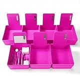Tioncy 14 Pack Dental Working Lab Pan, Dental Lab Work Case, Medium Plastic Pans with Stainless Steel Clip for Holding Job Cards and Notes Organization (Purple)