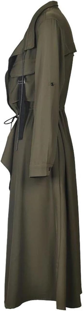 Women Long Trench Big Size V-Neck Long Sleeve Loose Fit Spring Autumn Coat