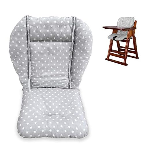 Twoworld High Chair Cushion, Large Thickening Baby High Chair Seat Cushion Liner Mat Pad Cover Breathable (Fashion Gray)