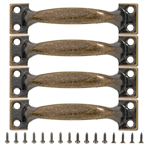 キッチンキャビネット用の4つのアイアンプルのセットガレージドアとドレッサーハンドルウッドフェンス食器棚ハンドル家具ノブドレッサー引き出しプル