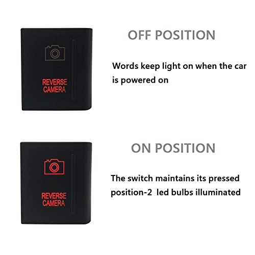 Image of Red Led Car Push Button Switch with Wires for VW Volkswagen Amarok 3Amp 12V (Reverse Camera-Right Side)