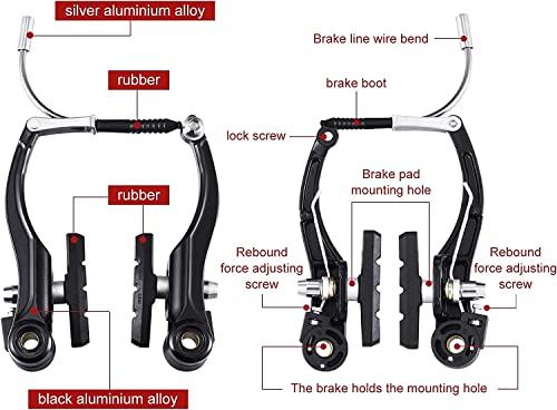 Leosportz Complete Cycle Brake Set - Front and Rear V Breaks with Pads, Brake Lever, and Cables | Compitable with Hybrid, Racer and Mountain Bikes (Compete Brake Set) 3 41Y7RKnwjTL